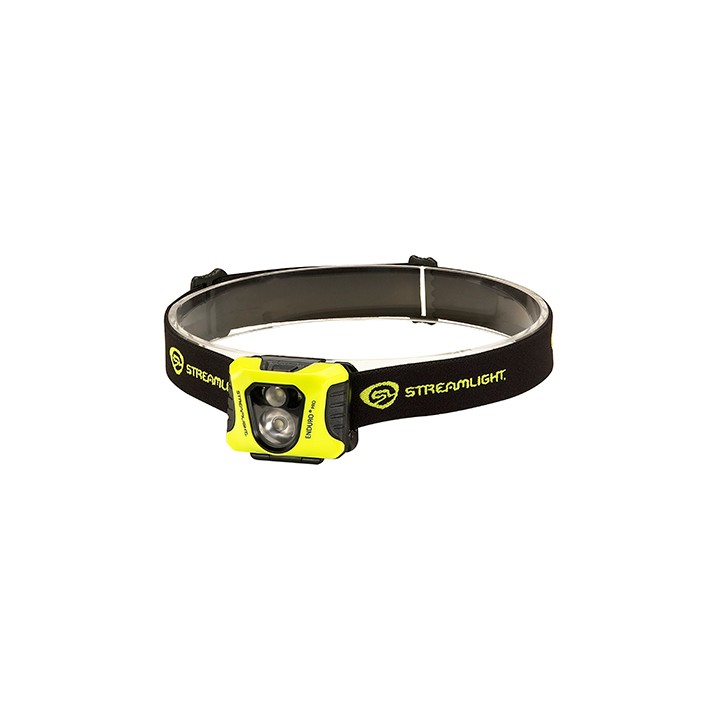 Enduro Pro - frontale avec 3 piles Alkalines AAA , rubber hard hat strap, bandeau élastique, 3M Dual Lock™ - boîte - Noire/Jaune